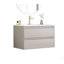 Meuble-lavabo mural de 32 po avec lavabo combiné, tiroirs doubles, façades de tiroirs arrondies, système de fermeture en douceur, lavabo en céramique, conception sans poignée, bois massif, facile à installer-126528865