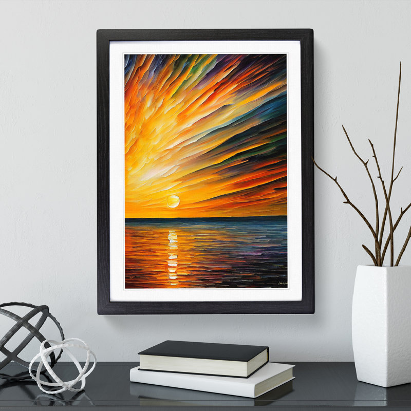 XV1022-3018X Ocean Sunrise No.5 - Single Picture Frame Print, Black, 64cm H x 46cm W