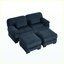 Canapé modulaire en forme de U 76,4 po Cloud 2, 2 places avec 2 repose-pieds, coussins épais, velours côtelé respirant, bleu-133671305