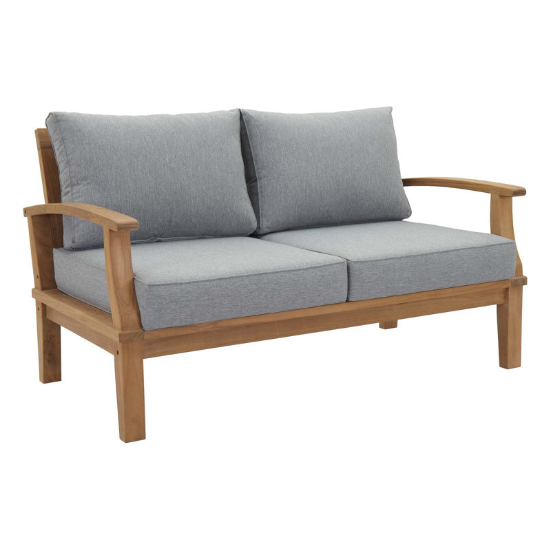 Modway Pier Outdoor Patio Teak Loveseat, Gray