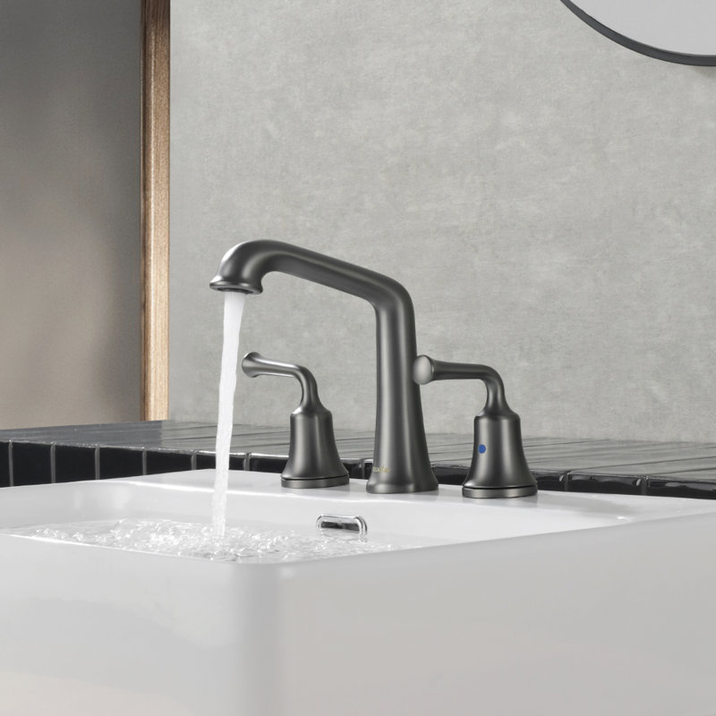 Widespread 2-handle Bathroom Faucet with Drain Assembly, Black Stainless