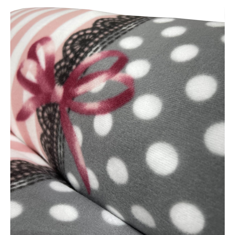 Winter Fleece Bed Linen Set in Pink and Grey Stripes, 155cm W x 220cm D