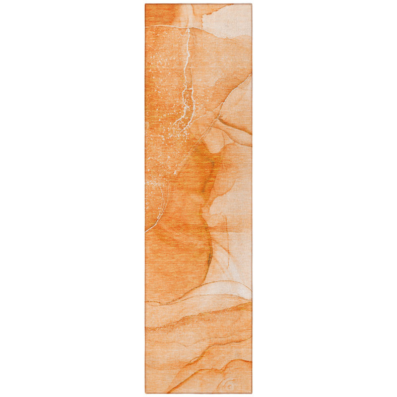 Tapis de couloir d'extérieur intérieur lavable abstrait 8 pi HomeRoots