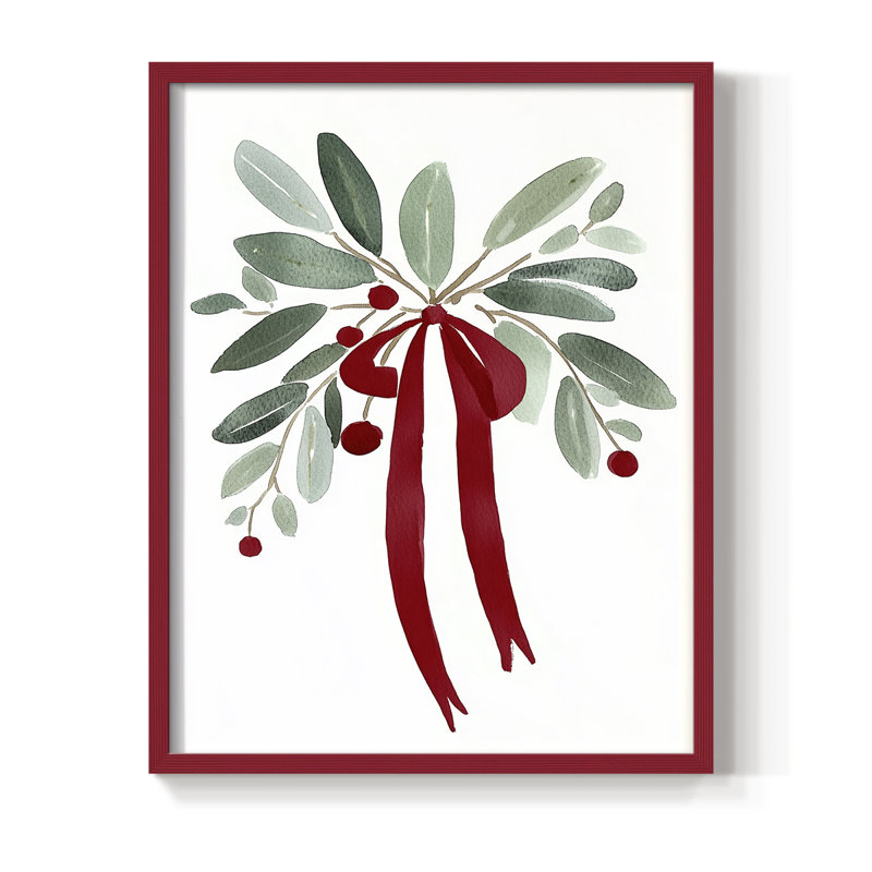 «Christmas Holiday», art encadré Cxxvii, bois massif, H 21 po x l 17 po, Rouge