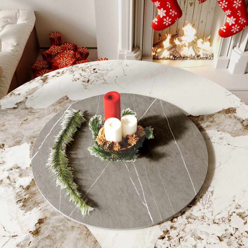  Plateau tournant Otelia Sintered Stone (table non incluse), Gris, 0.47" H x 31.5" W x 31.5" D