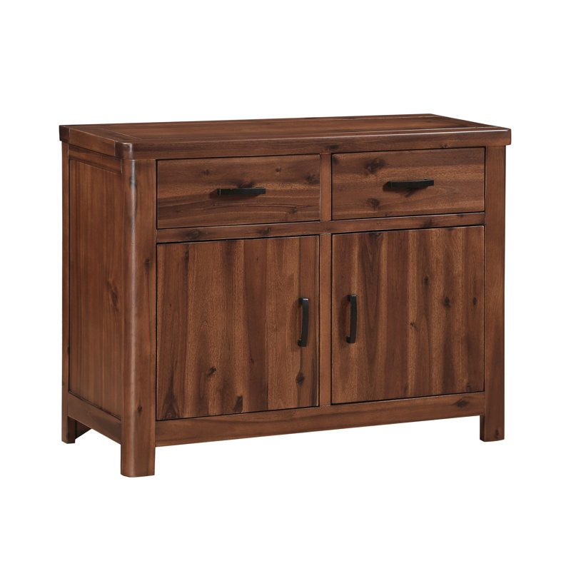 Oruada 105 Cm Wide 2 Drawer Acacia Solid Wood Sideboard, Dark Brown