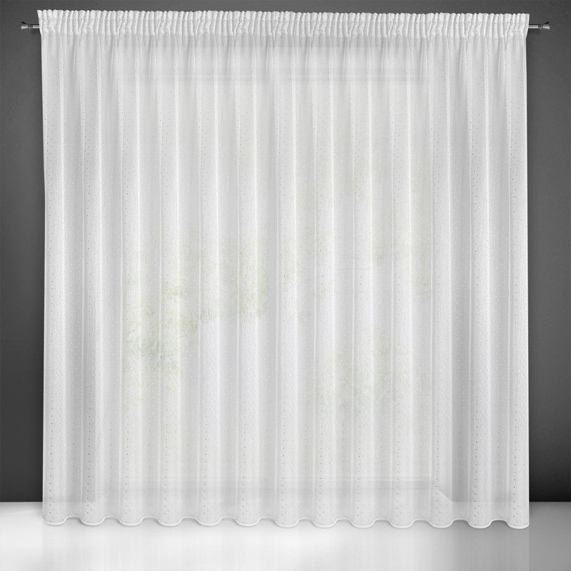 Kaidyn Sheer Curtain Single Panel, 250cm H x 300cm W, White/Silver