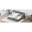 Lit de jour gris très grand simple rembourré avec tiroirs - Lit polyvalent confortable pour les espaces de vie de 2 chambres pratiques et élégantes