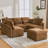 U-Shaped Sectional Sofa With Movable Ottoman, Two USB Ports And A Phone Holder-1263237389