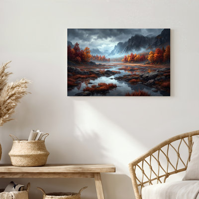Art mural sur toile Gallery Wrap pour le salon, la chambre à coucher, le bureau ou le vestibule - Décoration murale décorative avec paysage d'automne