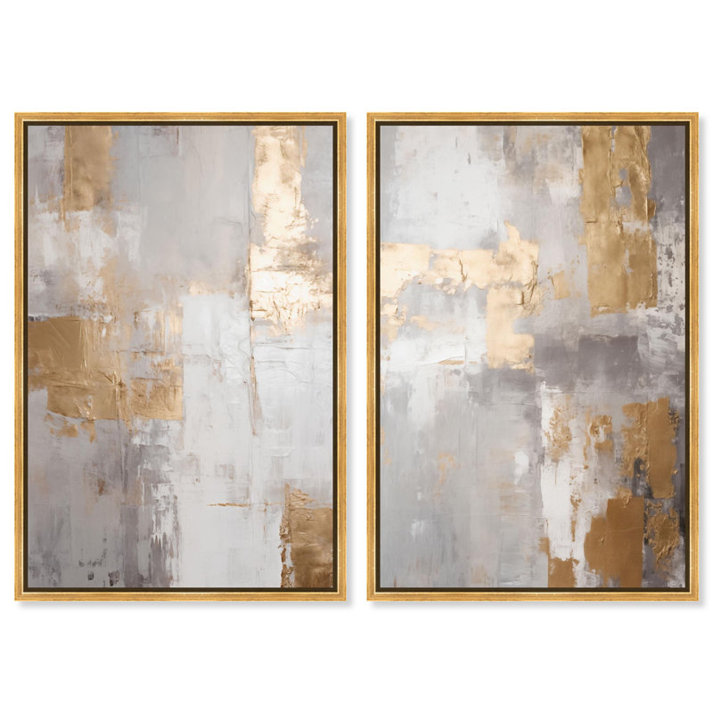 Tranquility Gold Art , Impression dans un cadre flottant sans passe-parto, H 37 po x l 25 po, Gold