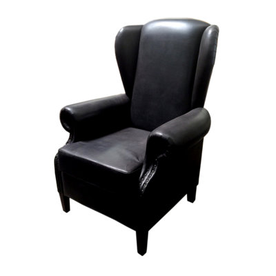 Fauteuil à oreilles en peau de vache de 35,5 po de largeur