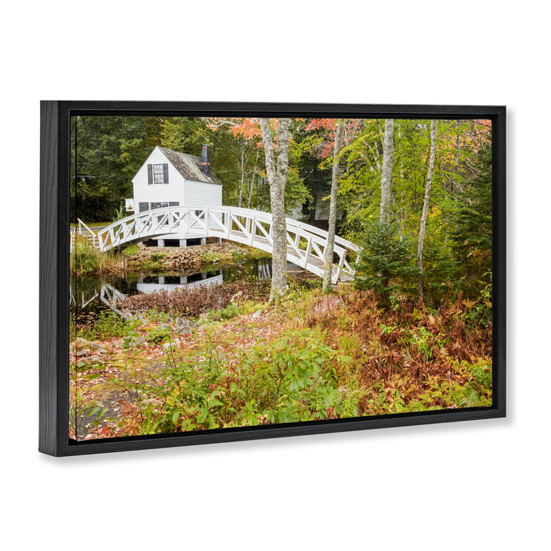 Cadre flottant Bar Harbor Town Bridge, design par Jon Evan, Cadre flottant noir de jais, H 17 po x l 25 po
