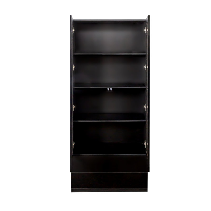 Armoire de rangement à DEL avec portes vitrées et 2 tiroirs pour mettre en valeur des poupées, de la vaisselle et des livres