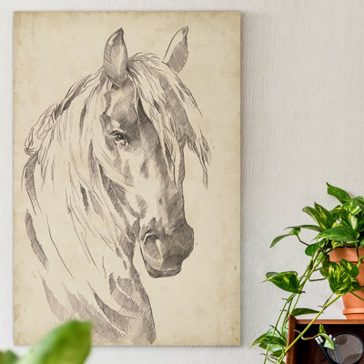 Cheval, dessin de croquis I, reproduction d'art sur toile tendue