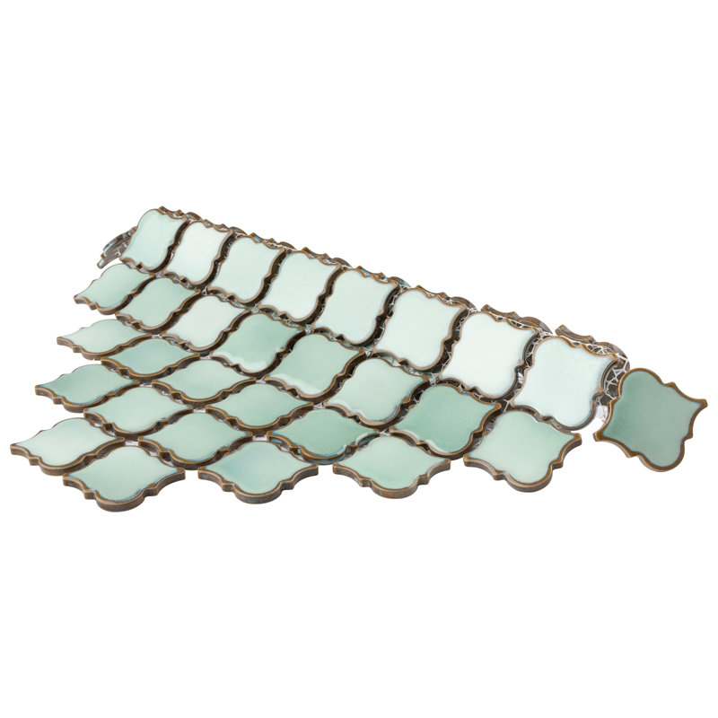 Hudson Tangier 2" x 2" Porcelain Arabesque Mosaic Wall & Floor Tile, Mint Green