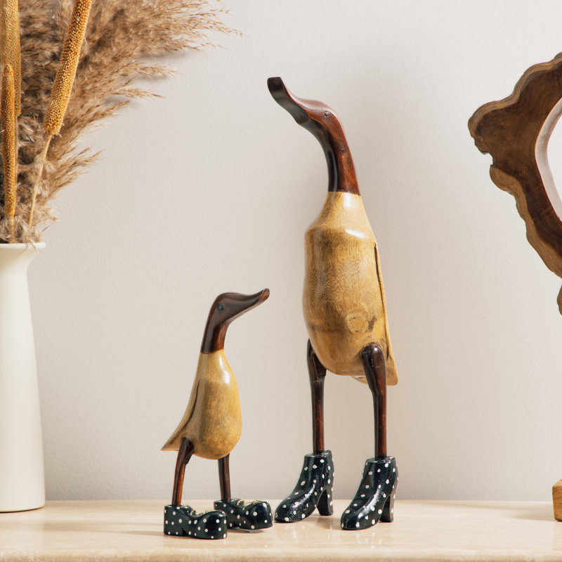 Ensemble de 2 figurines décoratives en bois naturel Erk, Dark Brown