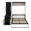 Lit escamotable double avec bureau, tablettes et armoires de rangement