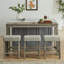 Ensemble de table de bar industriel avec centre de chargement, brun riche 59 pouces, 3 tabourets rembourrés pour le salon
