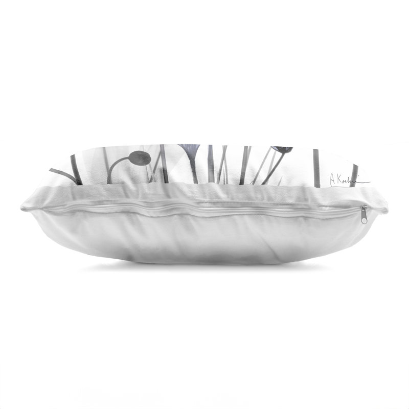 Coussin décoratif Ferns & Leaves on Black Design par Phillipa Katz, Gris, Rectangulaire H 20 po x l 14 po