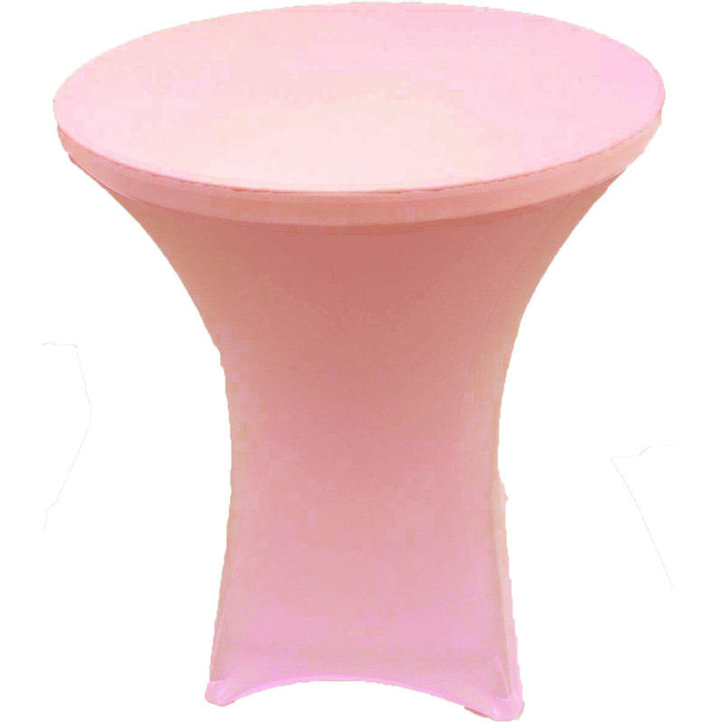 Cocktail Spandex Tablecloth Round Highboy Fitted Stretch Table Cover For Wedding Banquet Party, 32" L x 32" W, Pink