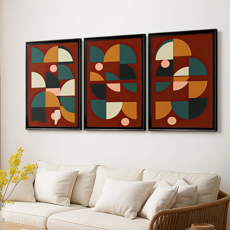 Arches sur rouille II - Toile tendue avec châssis sur mesure - 3 pièces, Noir, H 21 po x l 30 po