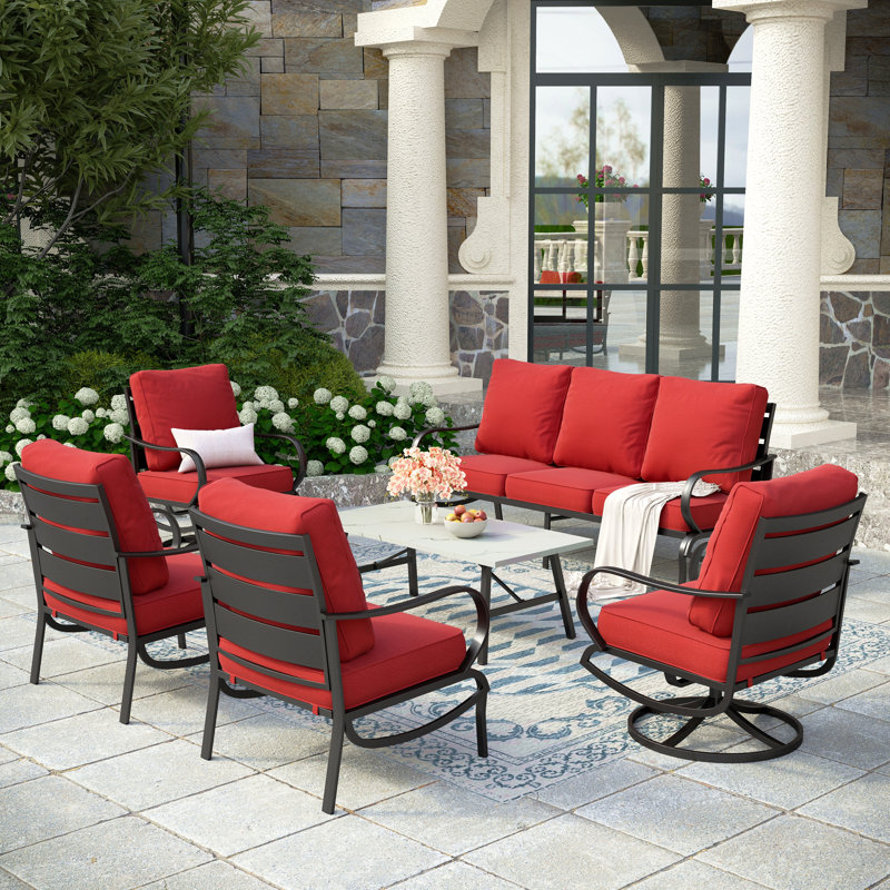 Tapasi Outdoor Patio Conversation Furniture Set, Red