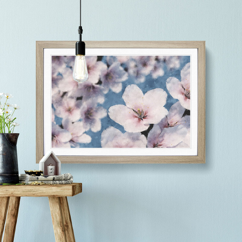 Cherry Blossom Tree in Spring - Picture Frame Graphic Art Print, 45cm H x 63cm W x 2cm D, Oak Framed