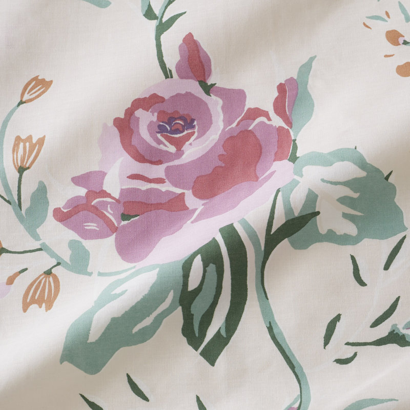ROSE GARDEN Cotton Blend Floral Duvet Cover Set with Pillowcases Included, Double Duvet Cover + 2 Standard Pillowcases, Cream