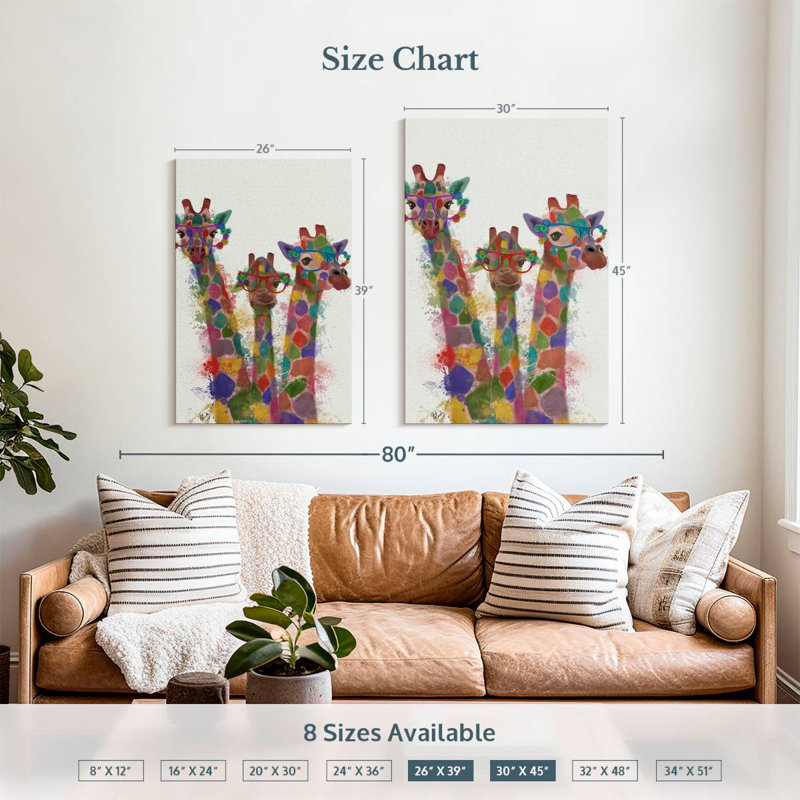 Brampt Rainbow Splash Giraffe Trio, 39" H x 26" W