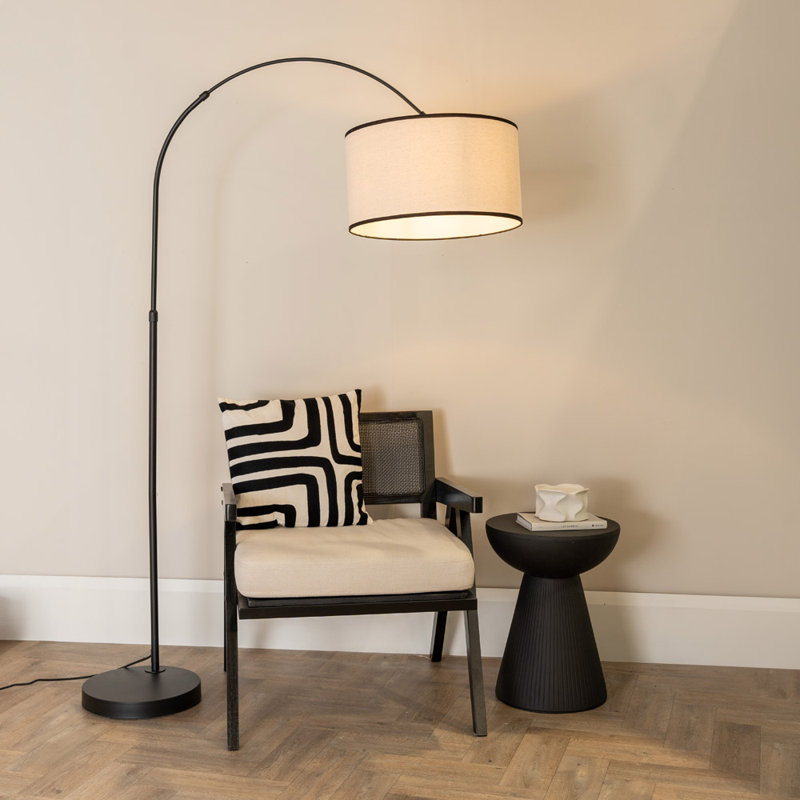 170cm Matte Arched Floor Lamp, White/Black