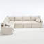 Canapé modulaire en L à 5 places, rembourré beige avec accoudoirs roulés et coussins modulaires mi-moelleux-1128695411