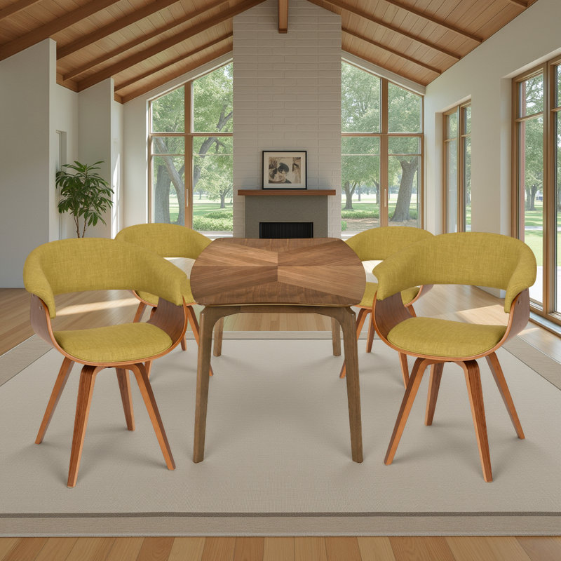 Chaise rembourrée Summer , 4, Vert, Noyer