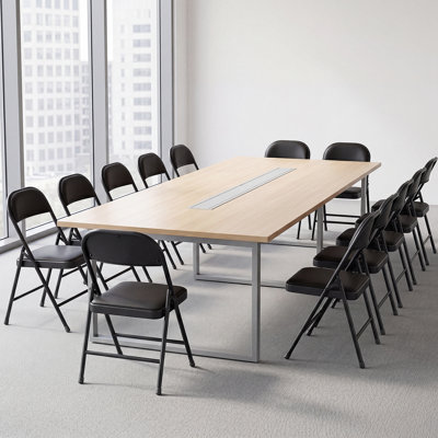 Paquet de 8 chaises pliantes rembourrées noires 350 lb, chaises pliantes en cuir PU pour événements, mariages et fêtes