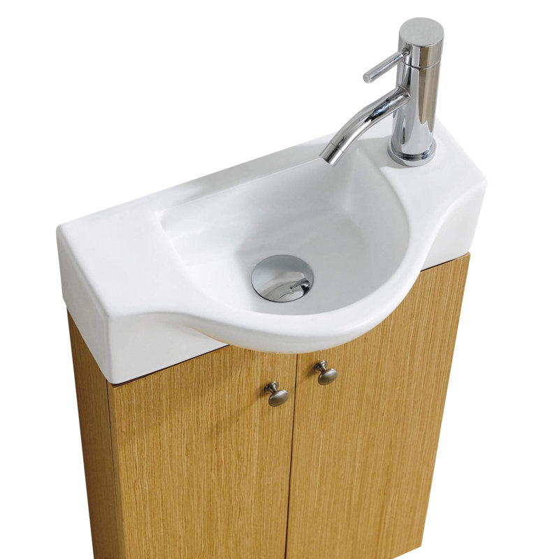 Jorrie 17.75'' Single Bathroom Vanity with Solid + Manufactured Wood Top, Oak
