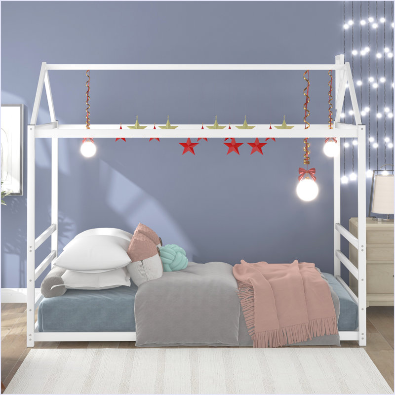 Lit plateforme avec toit House House, Blanc / Blanc