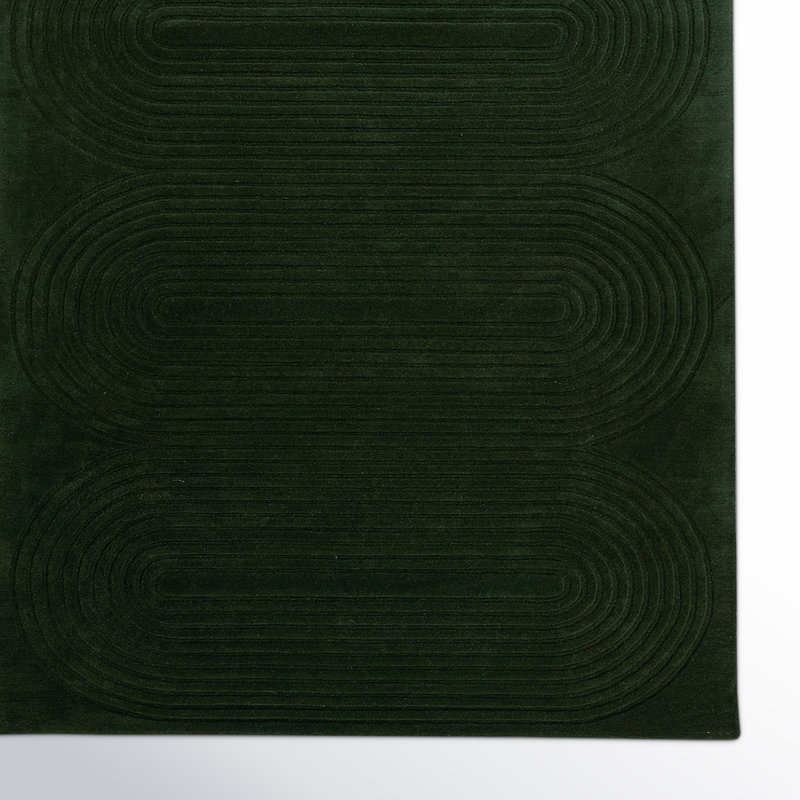 Tapis vert en laine touffeté à la main Tillie, Rectangle 8 pi x 10 pi