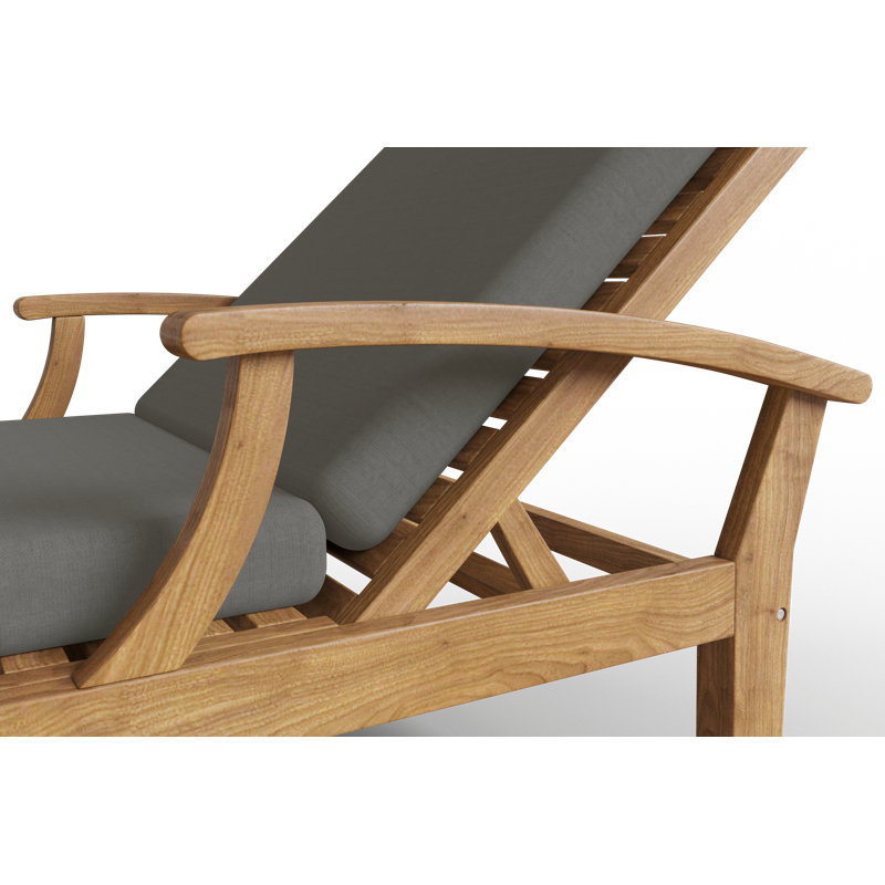 Outdoor Teak Chaise Lounge, Charcoal Grey Sunbrella®