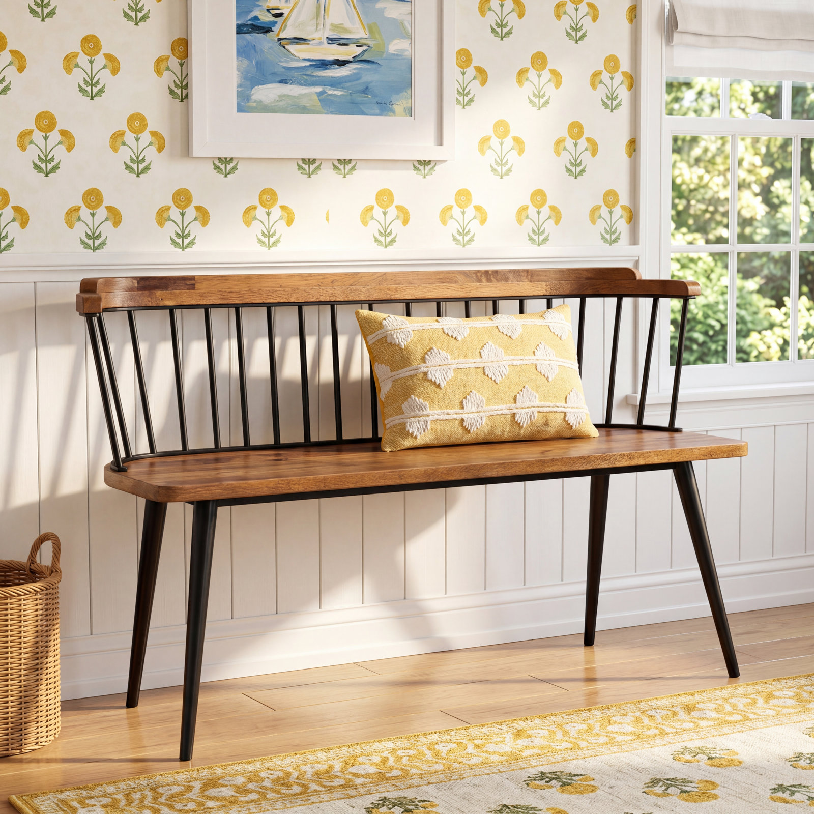 Eudora Bench, Natural Mango/Black