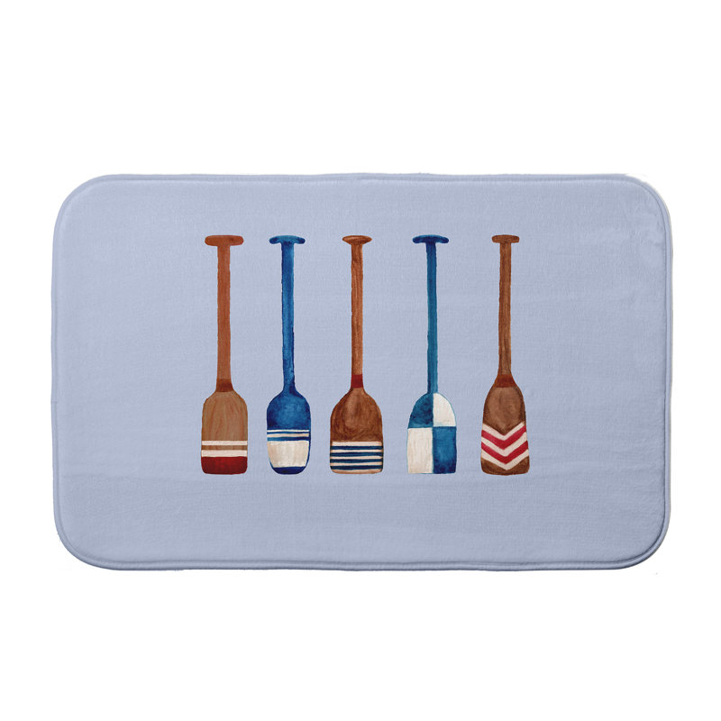Tapis de bain peint Stella OAR, l 17 po x L 24 po, Bleu