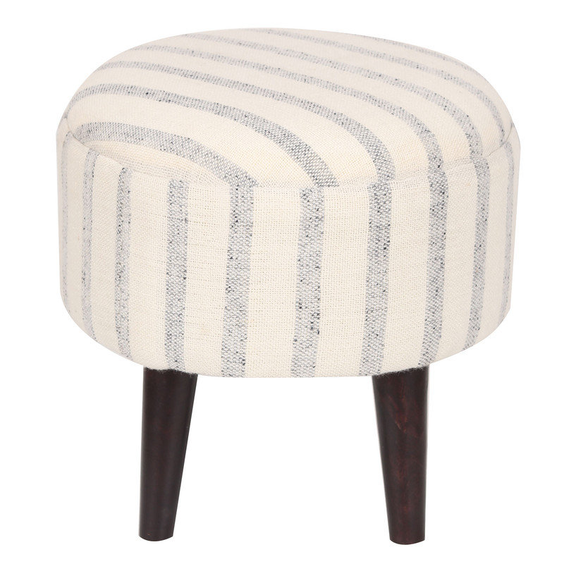 Honey-Belle Solid Wood Accent Stool, White/Gray