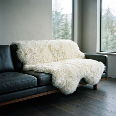 Natural White Genuine Sheepskin Rug - Quad, 4 Pelts