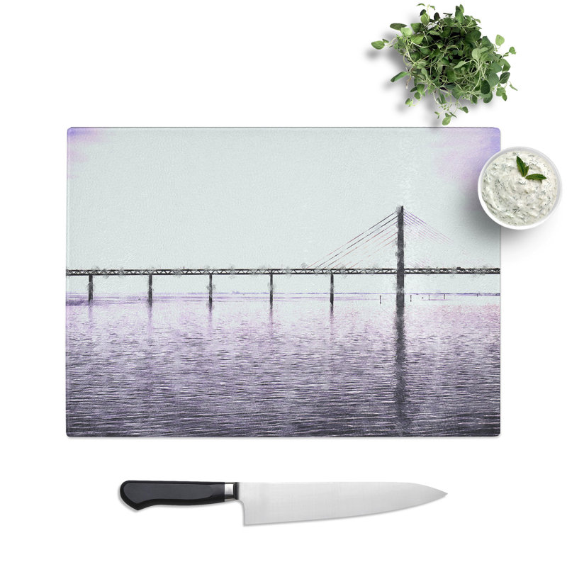Tempered Glass Oresund Bridge Chopping Board, 28.5 cm x 39 cm