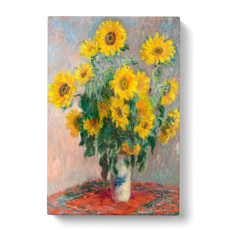 Bouquet Of Sunflowers by Claude Monet - Wrapped Canvas Painting, 60cm H x 40cm W x 3cm D