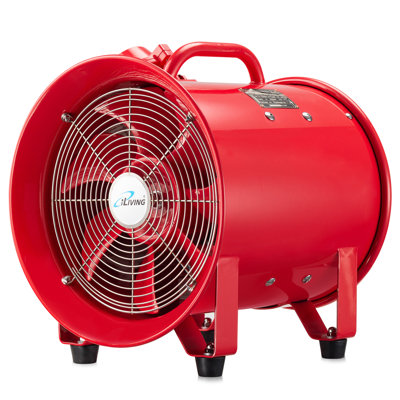 Ventilateur à grande vitesse anti-déflagrant iLIVING, extracteur de fumée, ventilateur portatif d'évacuation et de ventilation, ventilation à 3300 tr / min, rouge