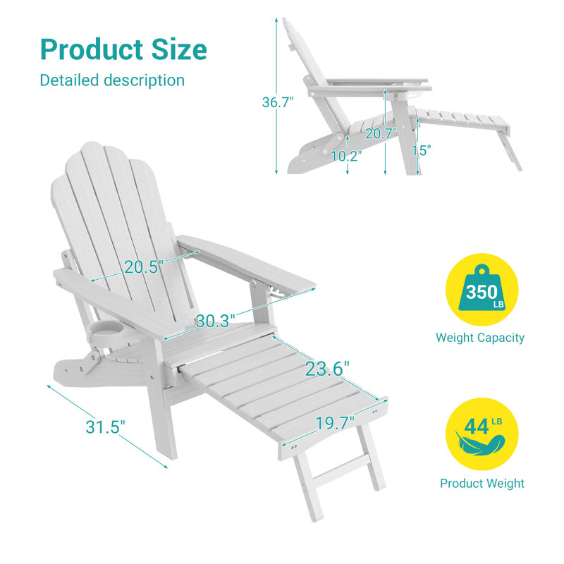 Chaise Adirondack pliable HiPS, Blanc