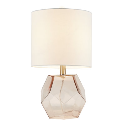 Anaiyah 18'' Pink Geometric Table Lamp with Glass Base