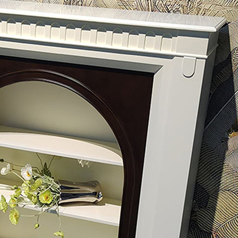 Beige + Black Solid Wood Freestanding Fireplace
