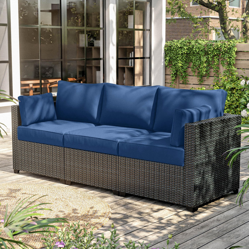 Wynee 8Pcs Outdoor Cushions Patio Furniture Cushions Replacement Set For 3 Seats, Blue