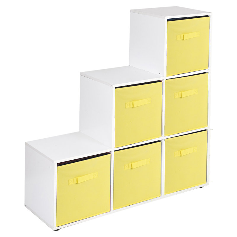 Joelle 90.5cm H x 89cm W Bookcase, White/Yellow